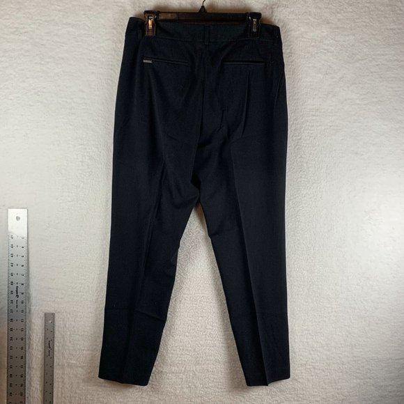 Tahari Dress Pants Women 10 Black Logo Slash Pockets Mid Rise Classic Ankle 7890 - Picture 7 of 8